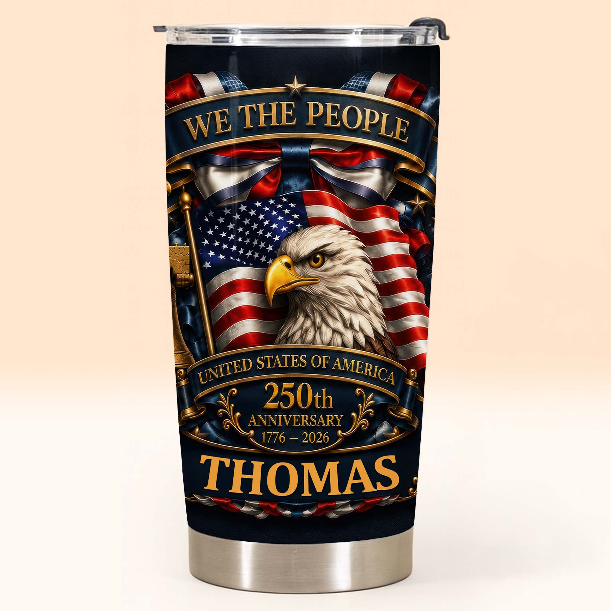 Personalized 20oz Stainless Steel Tumbler American Flag Gift for Dad 20oz Tumbler GradoCreations