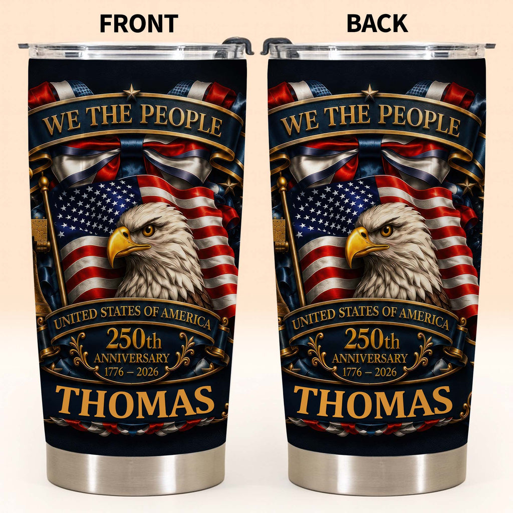 Personalized 20oz Stainless Steel Tumbler American Flag Gift for Dad 20oz Tumbler GradoCreations