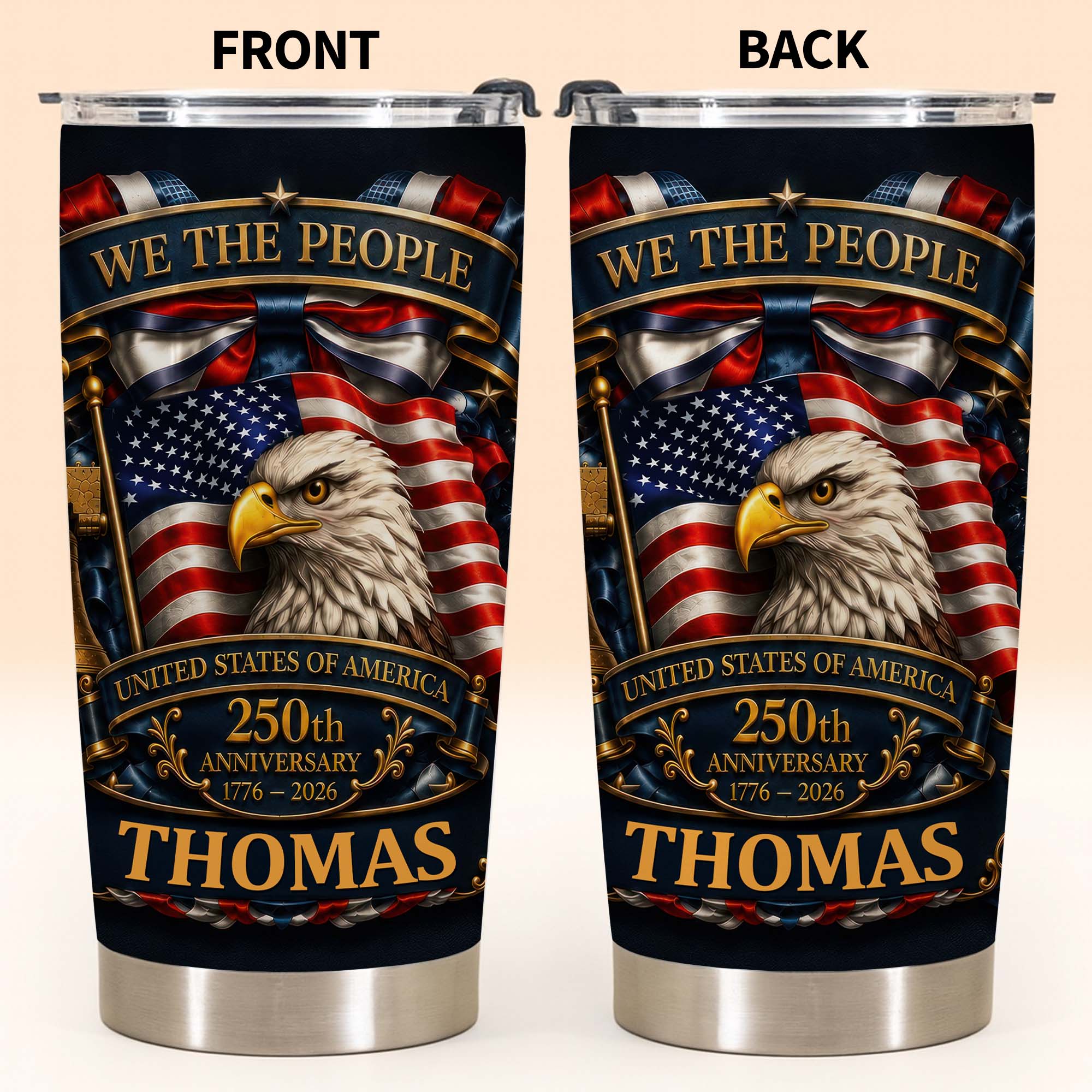 Personalized 20oz Stainless Steel Tumbler American Flag Gift for Dad 20oz Tumbler GradoCreations