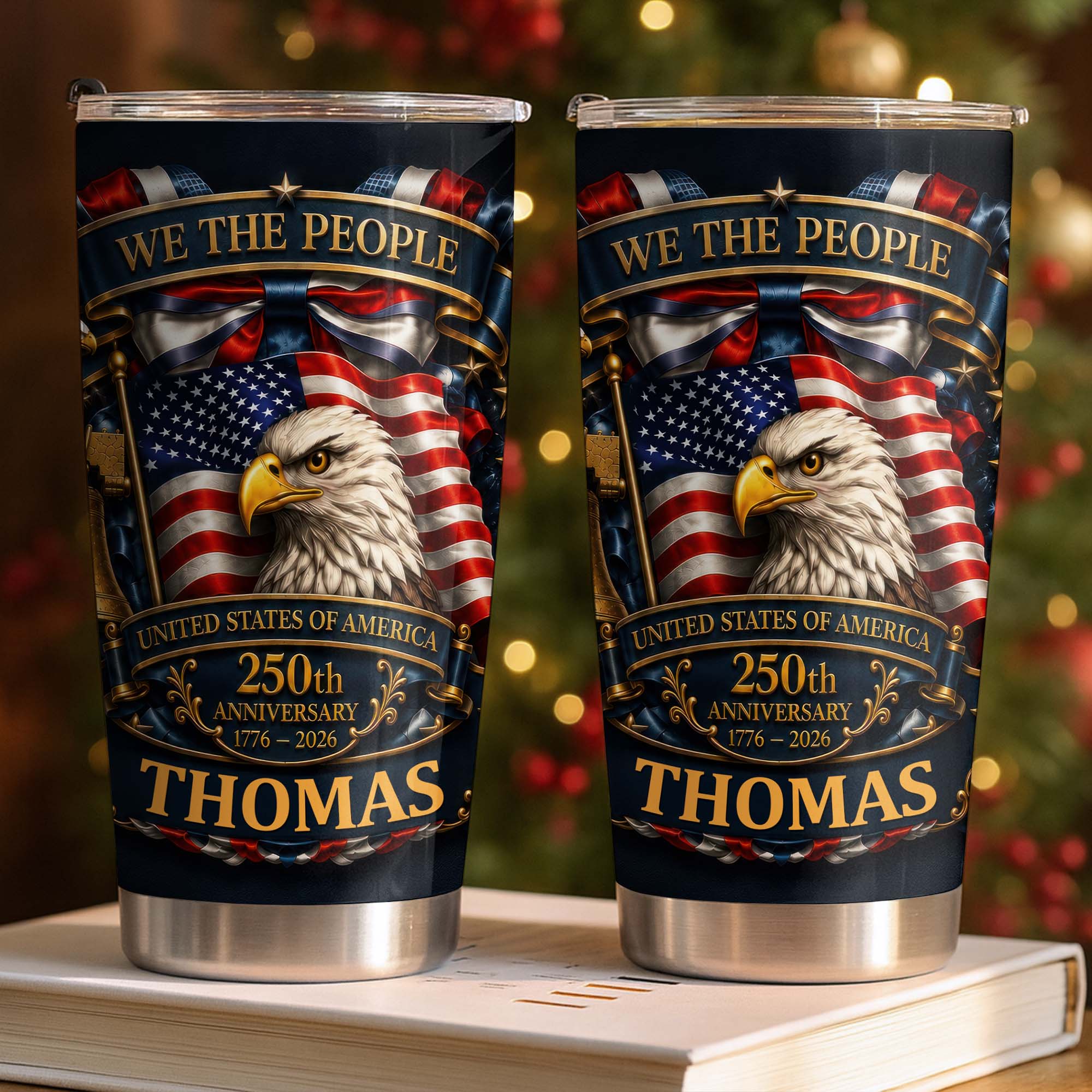 Personalized 20oz Stainless Steel Tumbler American Flag Gift for Dad 20oz Tumbler GradoCreations