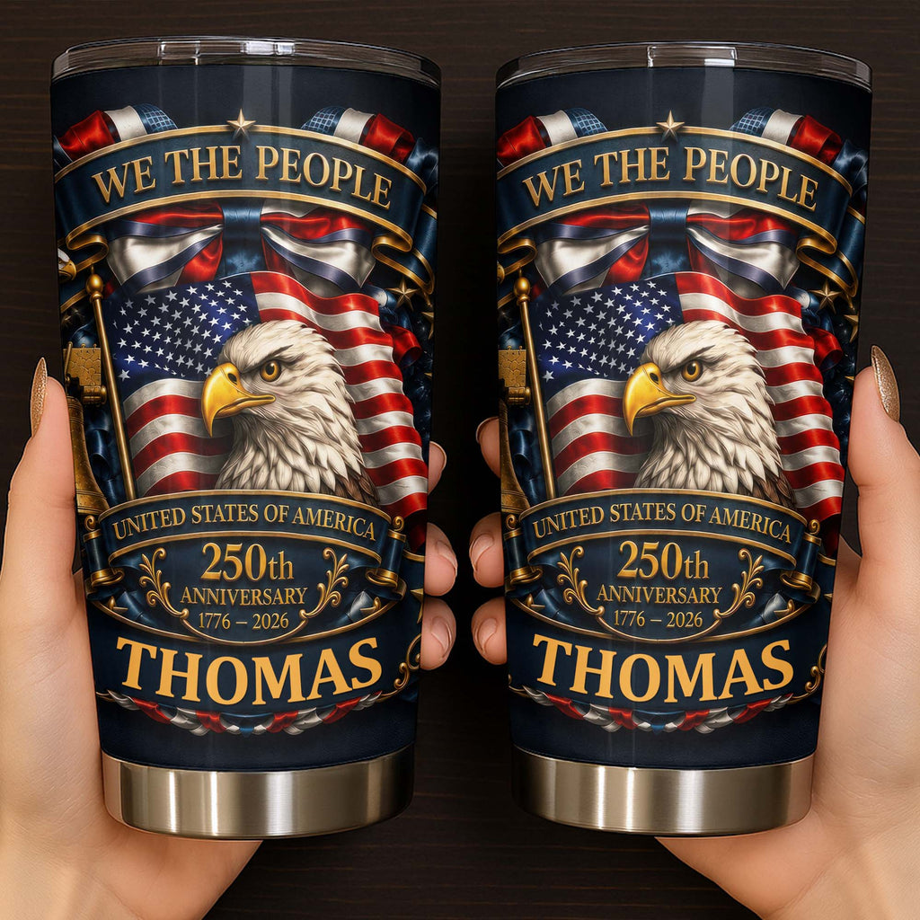 Personalized 20oz Stainless Steel Tumbler American Flag Gift for Dad 20oz Tumbler GradoCreations
