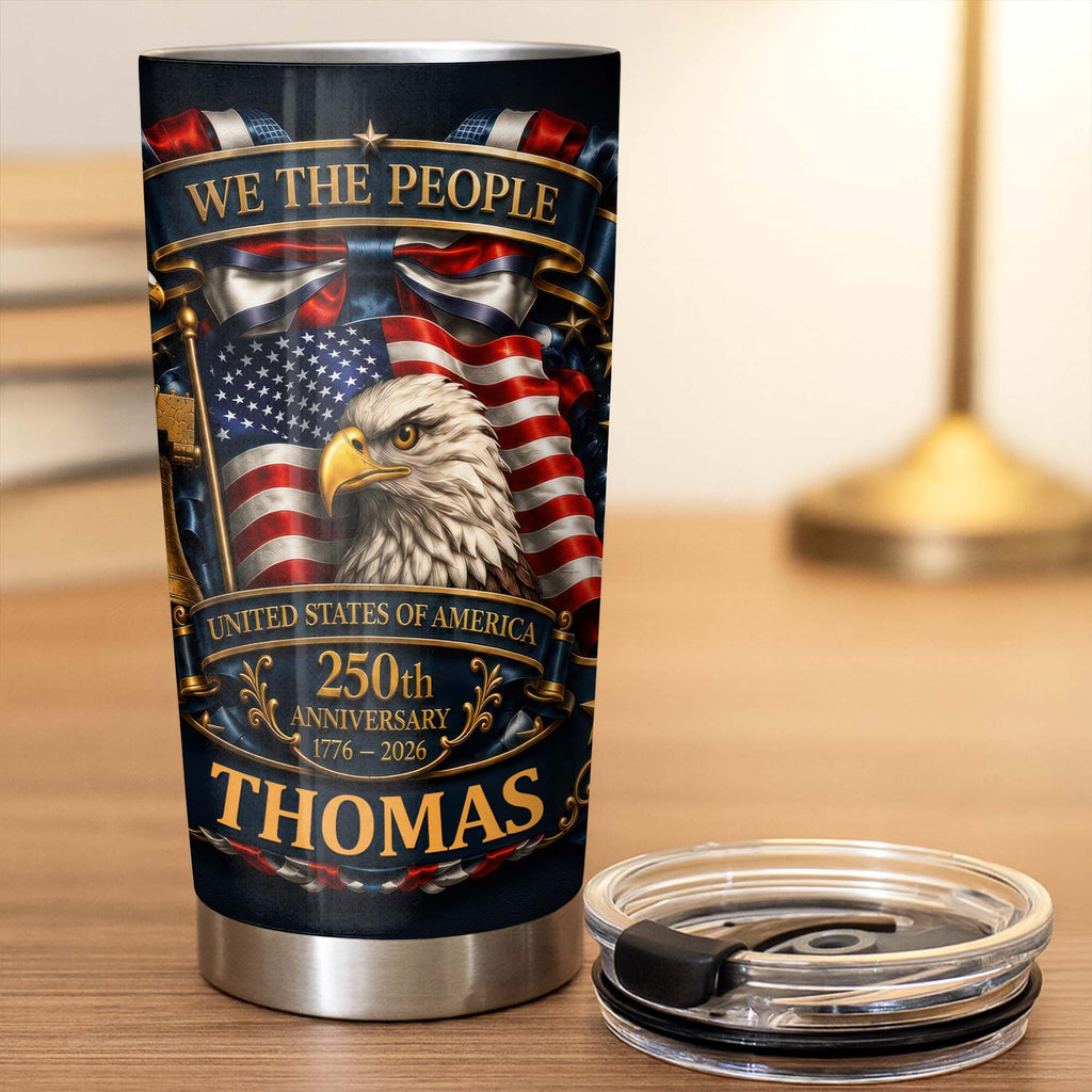 Personalized 20oz Stainless Steel Tumbler American Flag Gift for Dad 20oz Tumbler GradoCreations