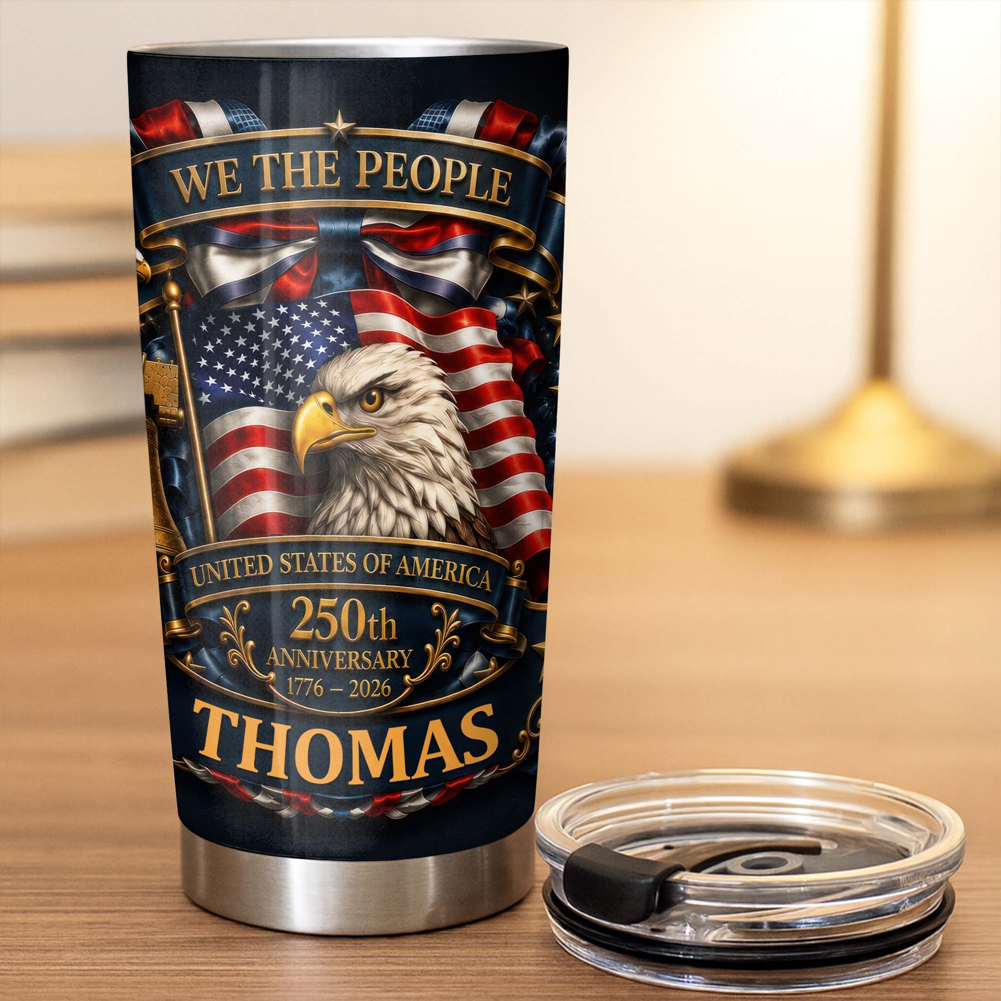 Personalized 20oz Stainless Steel Tumbler American Flag Gift for Dad 20oz Tumbler GradoCreations