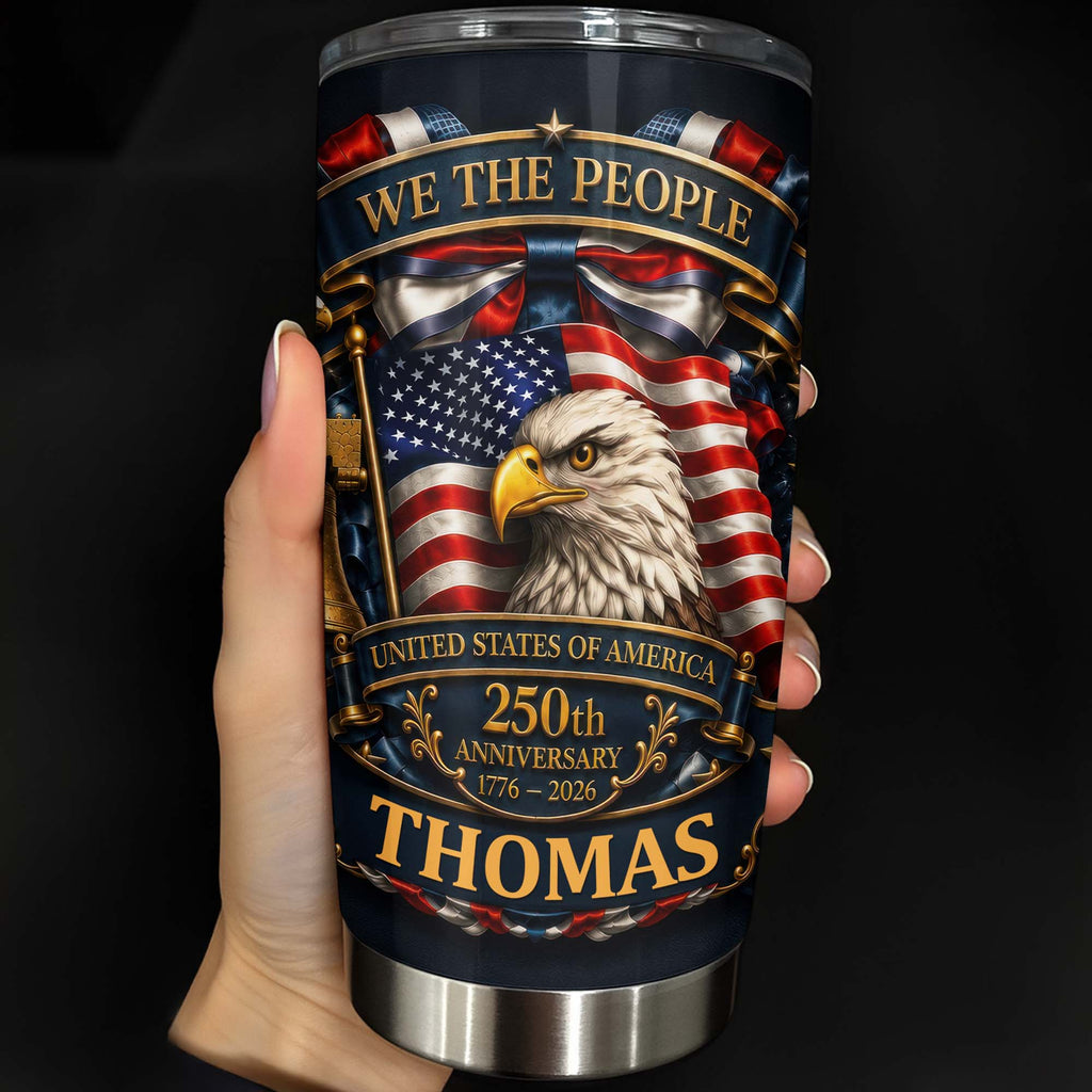 Personalized 20oz Stainless Steel Tumbler American Flag Gift for Dad 20oz Tumbler GradoCreations
