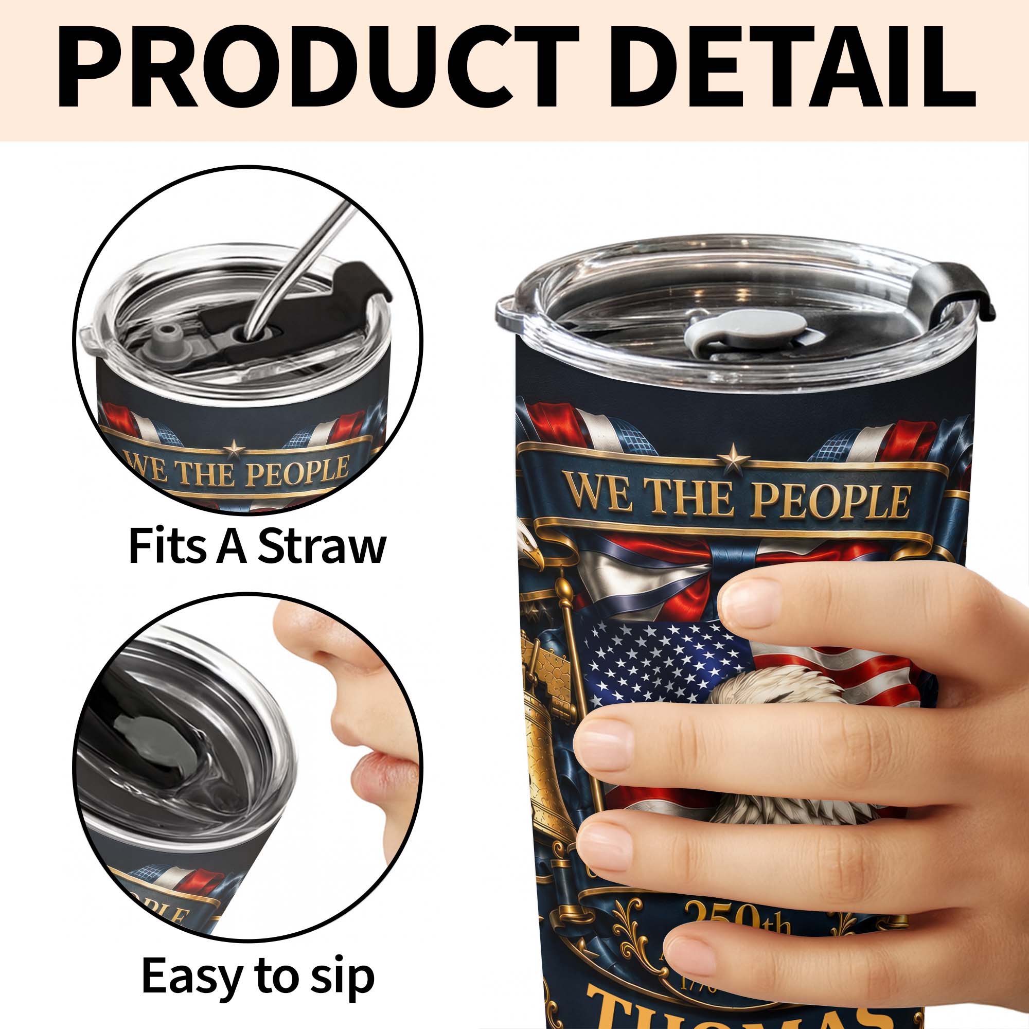 Personalized 20oz Stainless Steel Tumbler American Flag Gift for Dad 20oz Tumbler GradoCreations