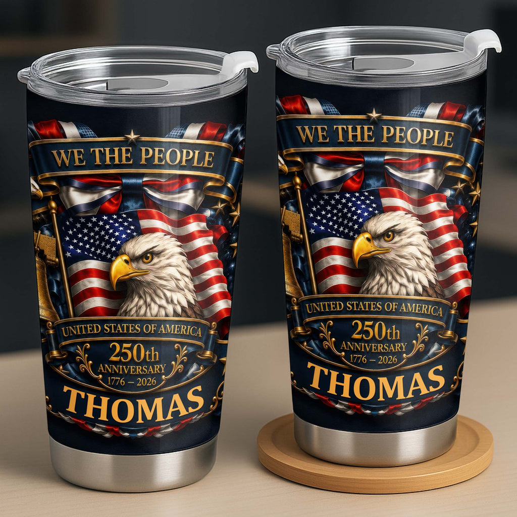 Personalized 20oz Stainless Steel Tumbler American Flag Gift for Dad 20oz Tumbler GradoCreations