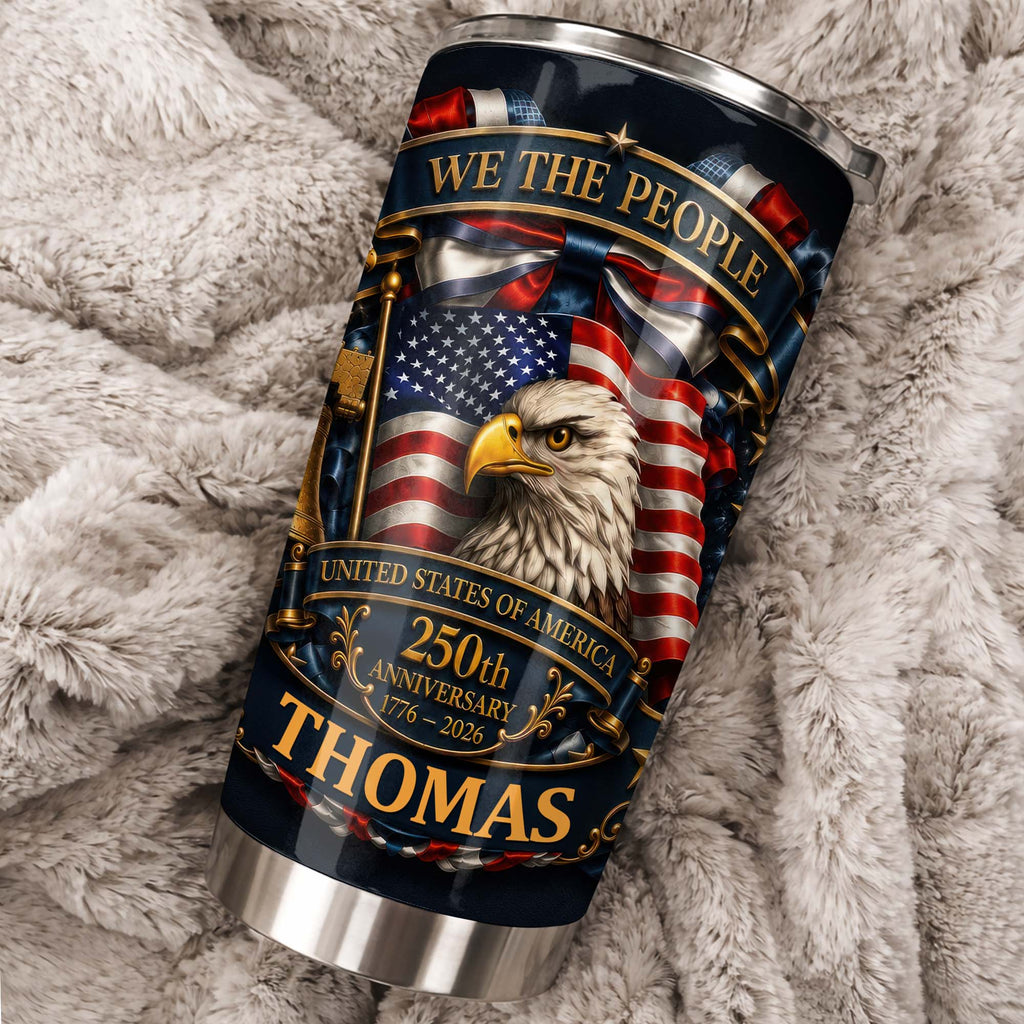 Personalized 20oz Stainless Steel Tumbler American Flag Gift for Dad 20oz Tumbler GradoCreations