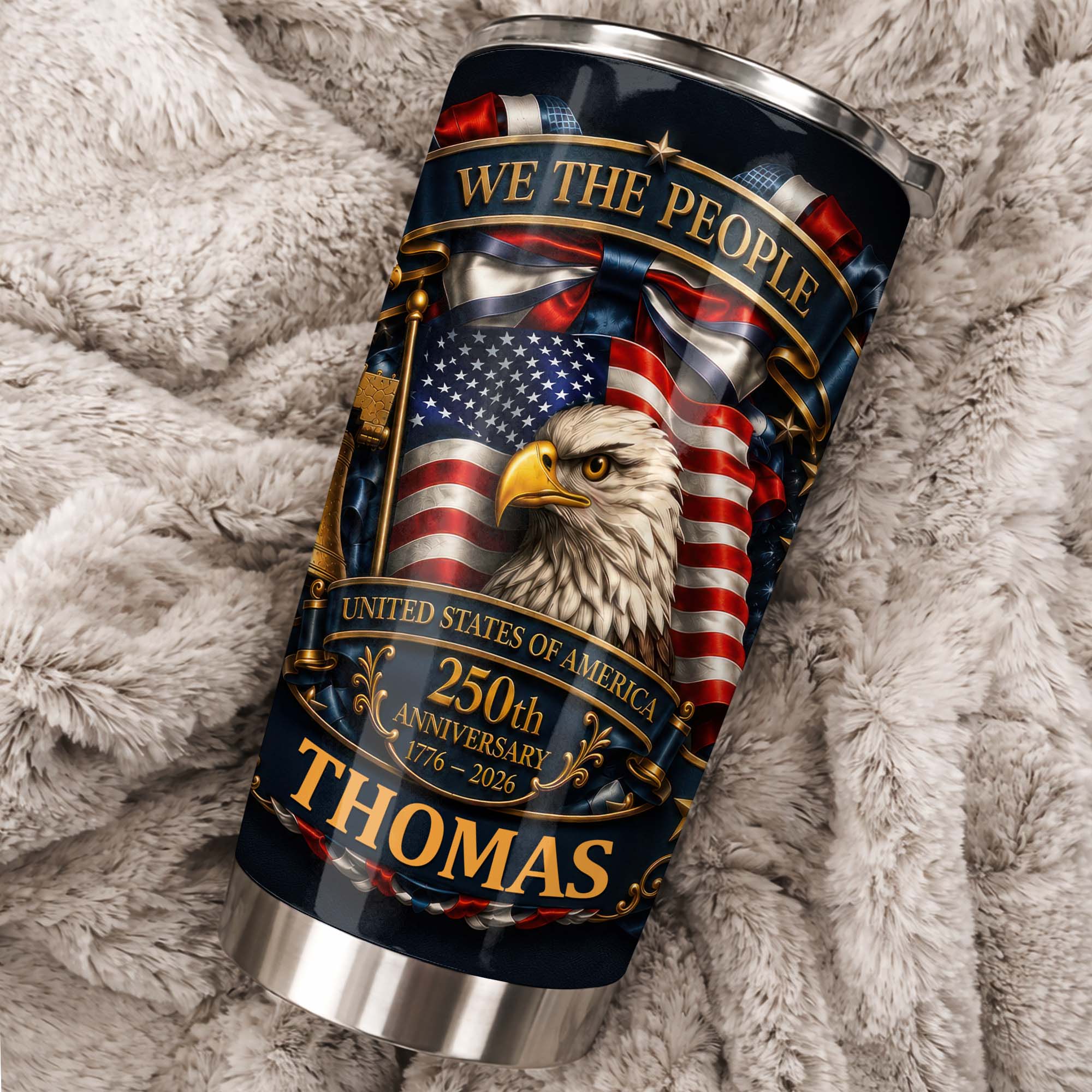 Personalized 20oz Stainless Steel Tumbler American Flag Gift for Dad 20oz Tumbler GradoCreations