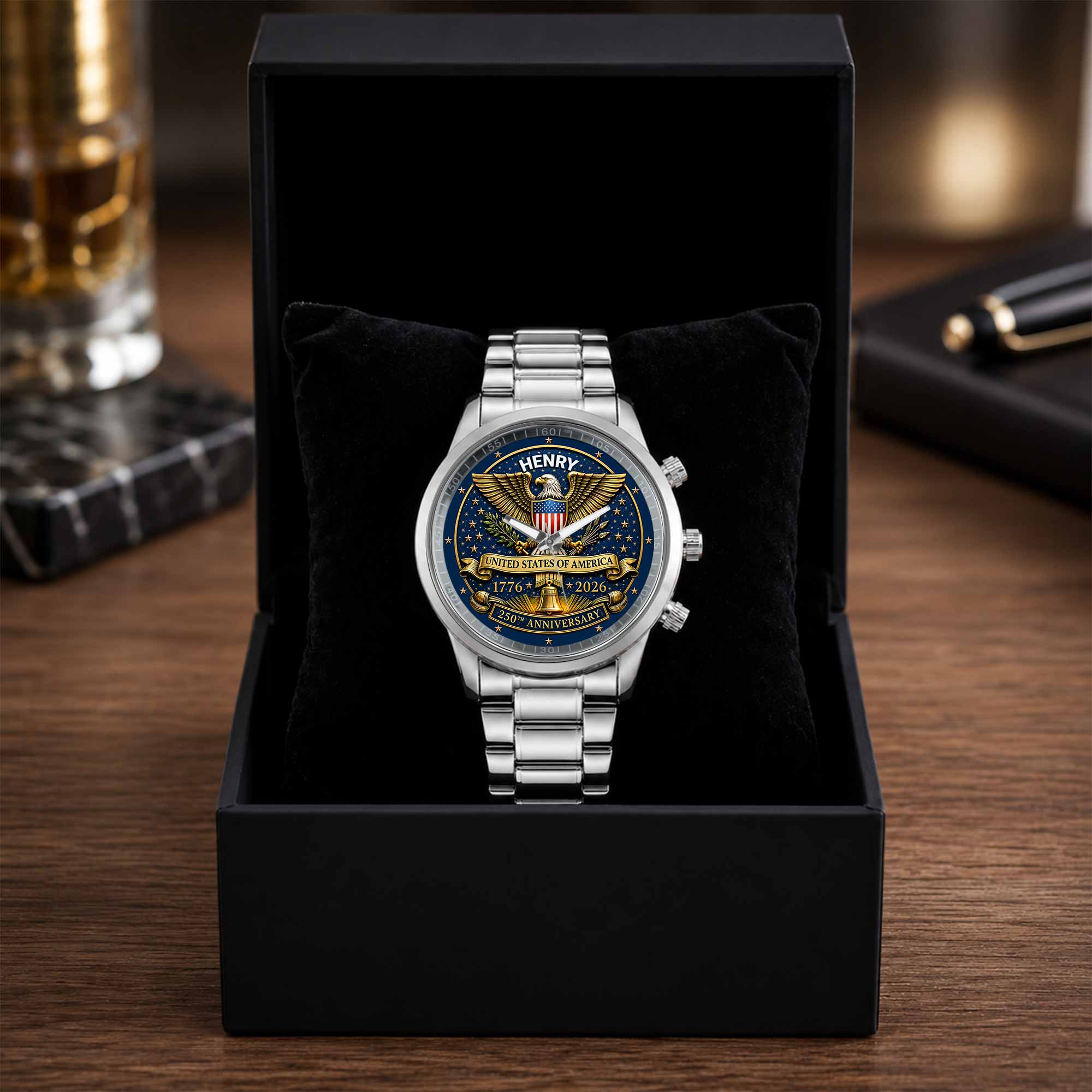 Personalized Custom Black Men's Watch Gift for Dad Anniversary Men's Watch GradoCreations
