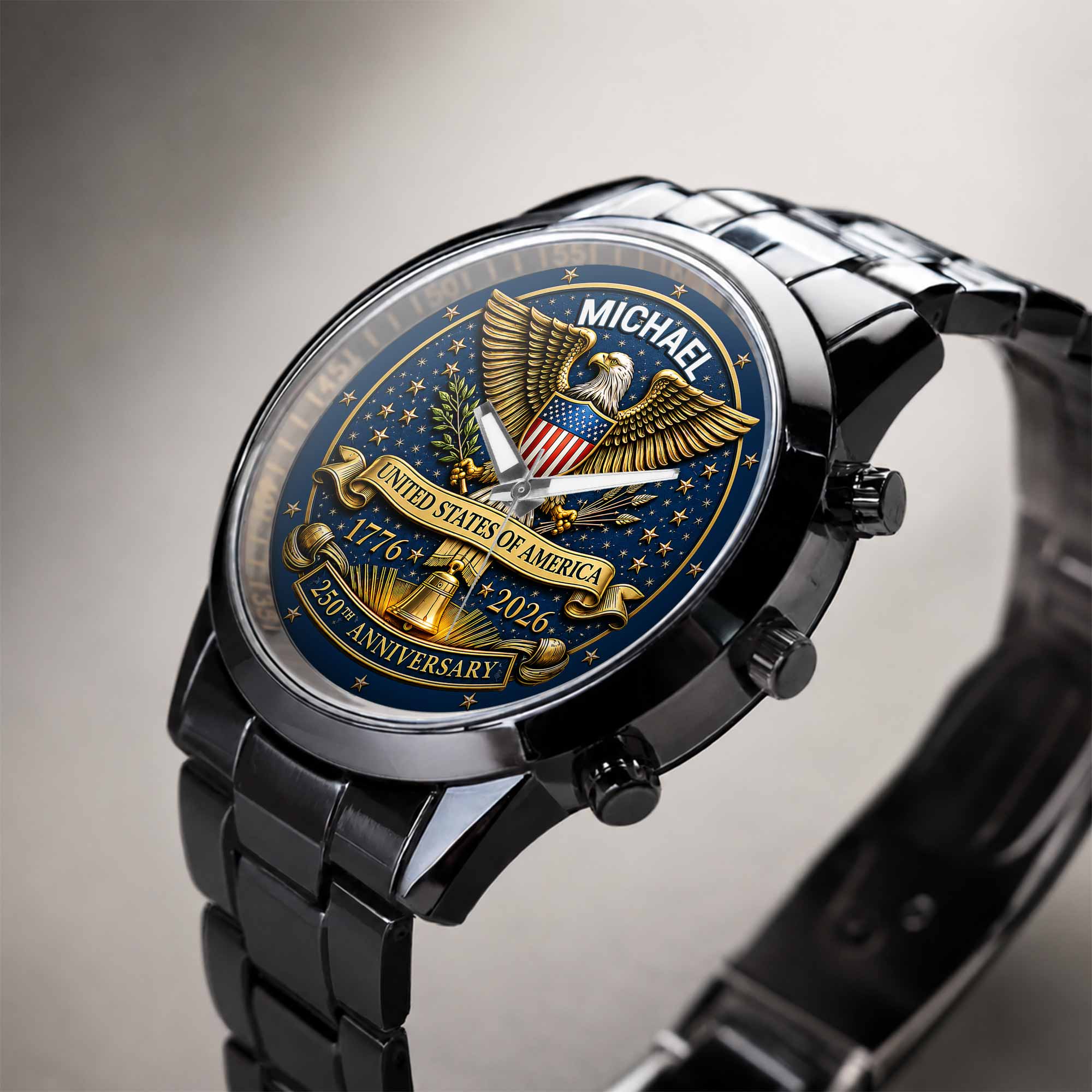 Personalized Custom Black Men's Watch Gift for Dad Anniversary Men's Watch GradoCreations
