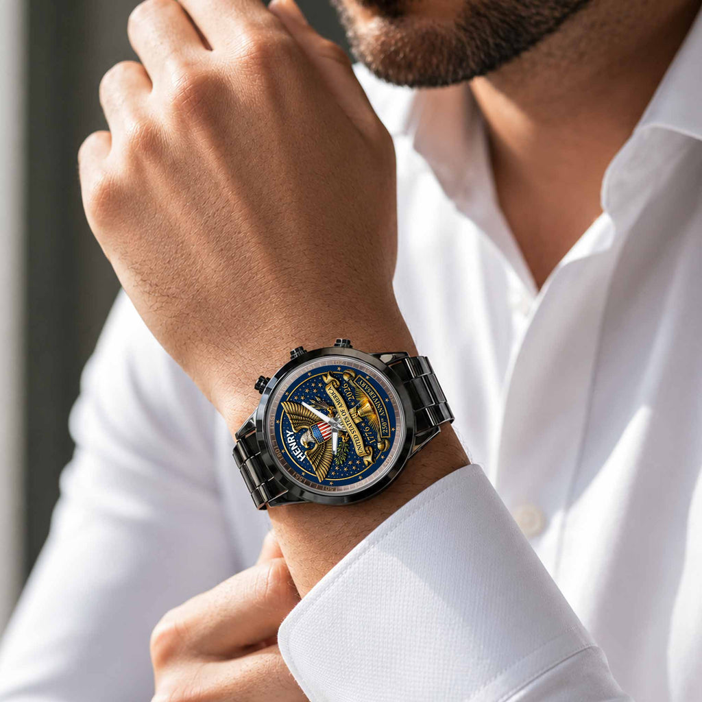Personalized Custom Black Men's Watch Gift for Dad Anniversary Men's Watch GradoCreations