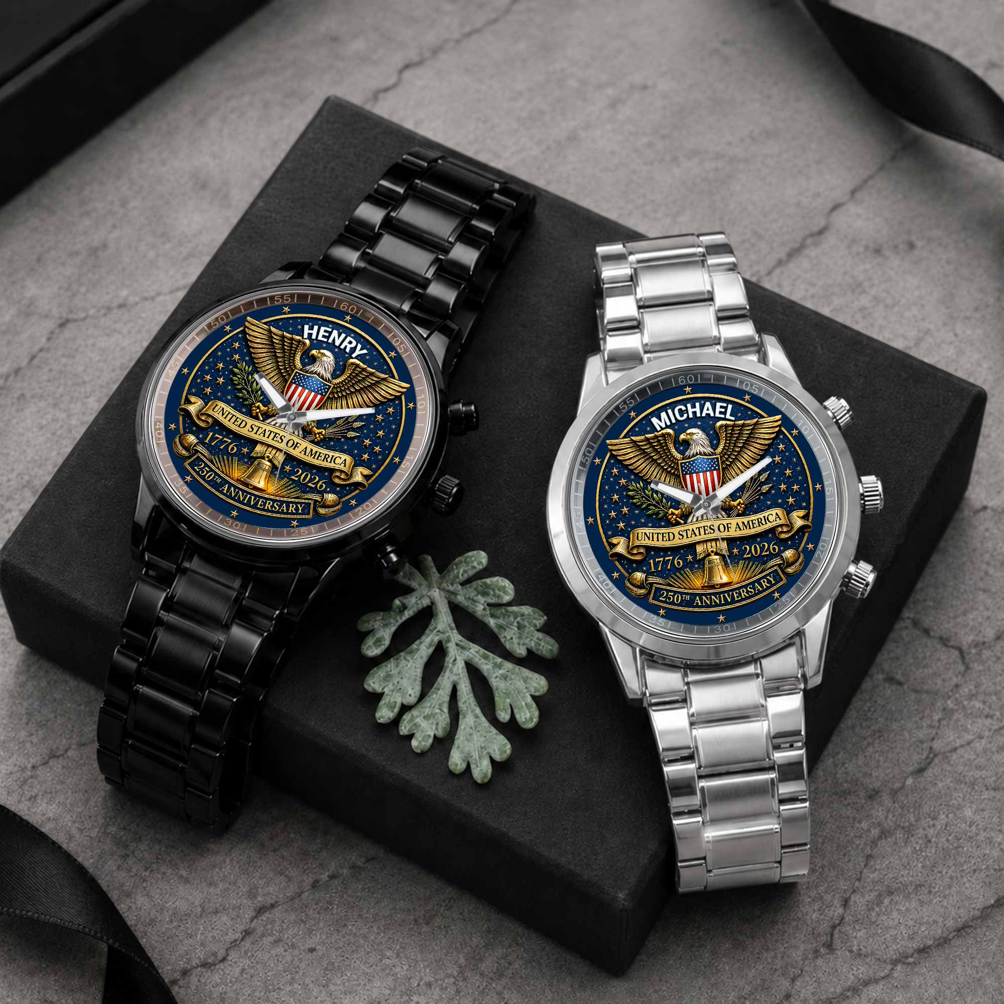 Personalized Custom Black Men's Watch Gift for Dad Anniversary Men's Watch GradoCreations