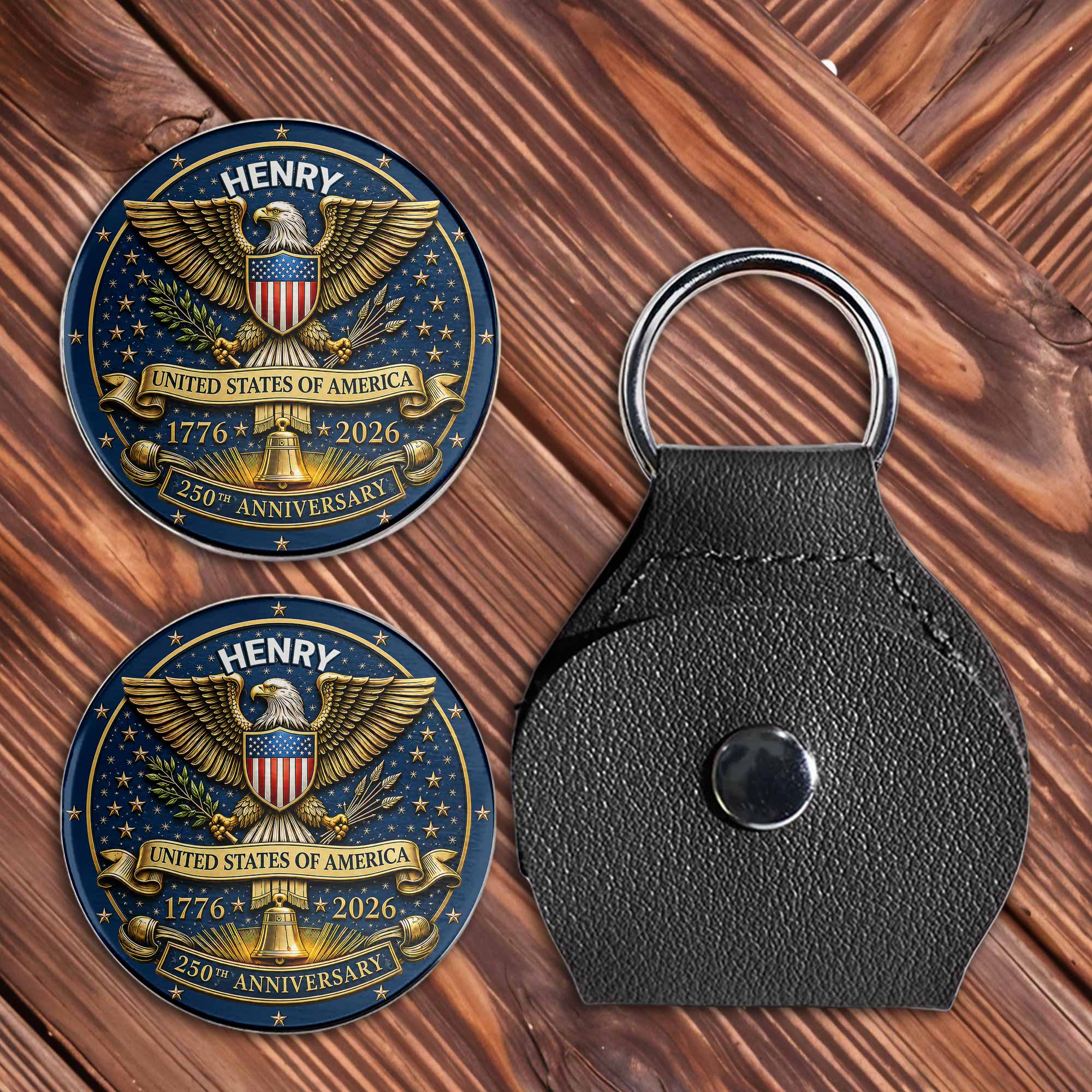 Personalized Pocket Hug Custom Token Gift for Dad USA Eagle