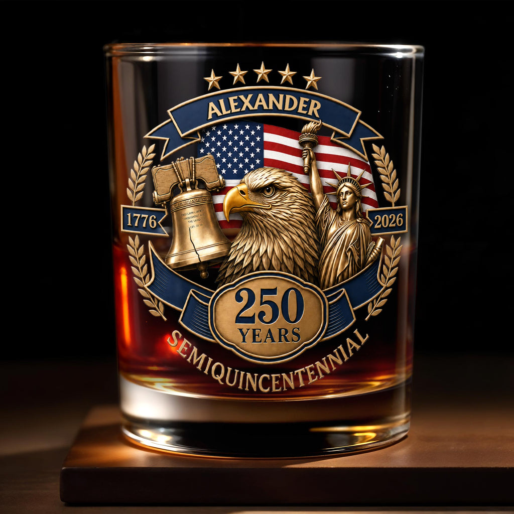 Personalized Custom Whiskey Glass Unique Gift for Dad 4th of July Whiskey Glass GradoCreations