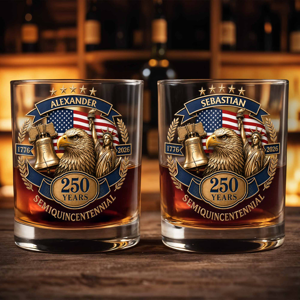 Personalized Custom Whiskey Glass Unique Gift for Dad 4th of July Whiskey Glass GradoCreations