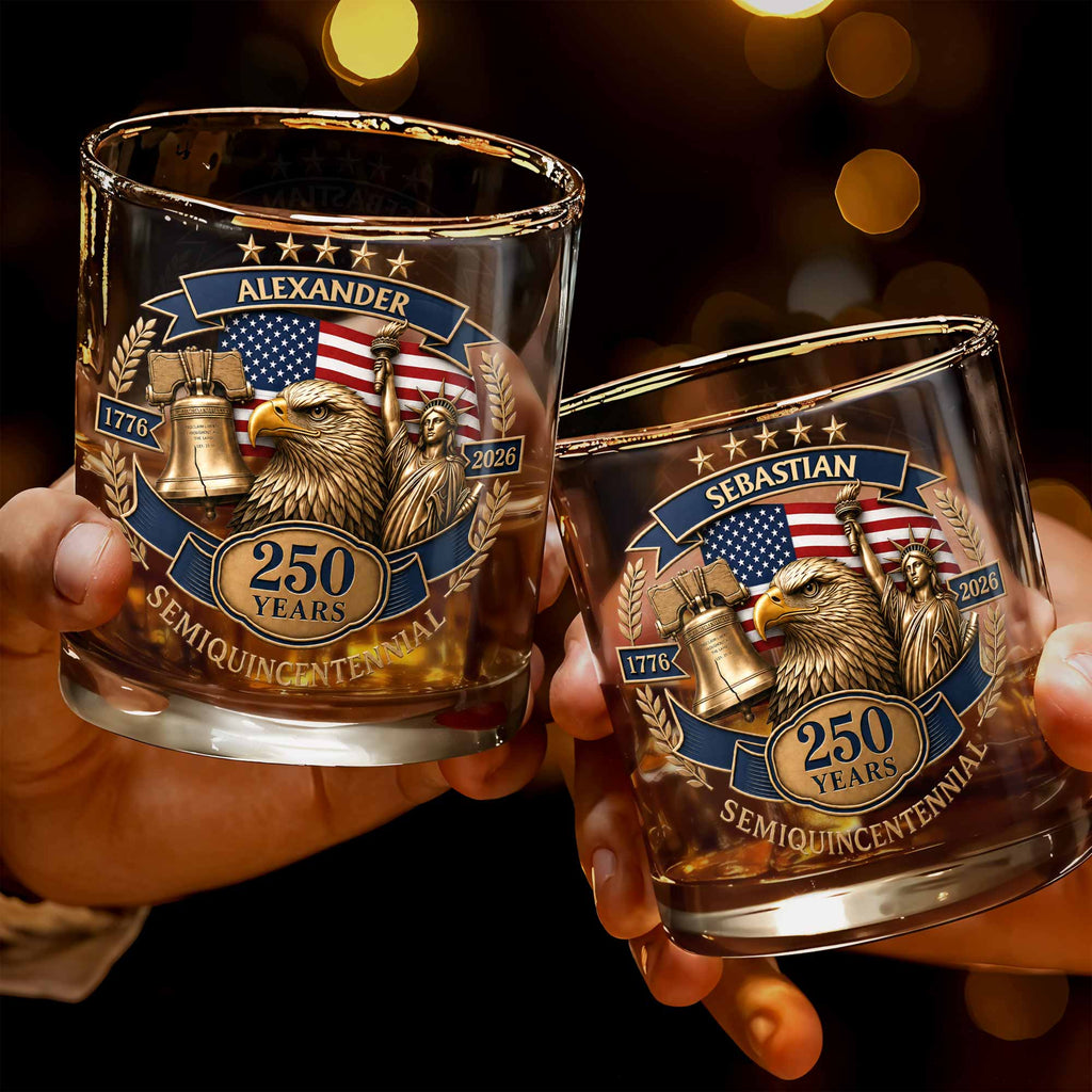 Personalized Custom Whiskey Glass Unique Gift for Dad 4th of July Whiskey Glass GradoCreations