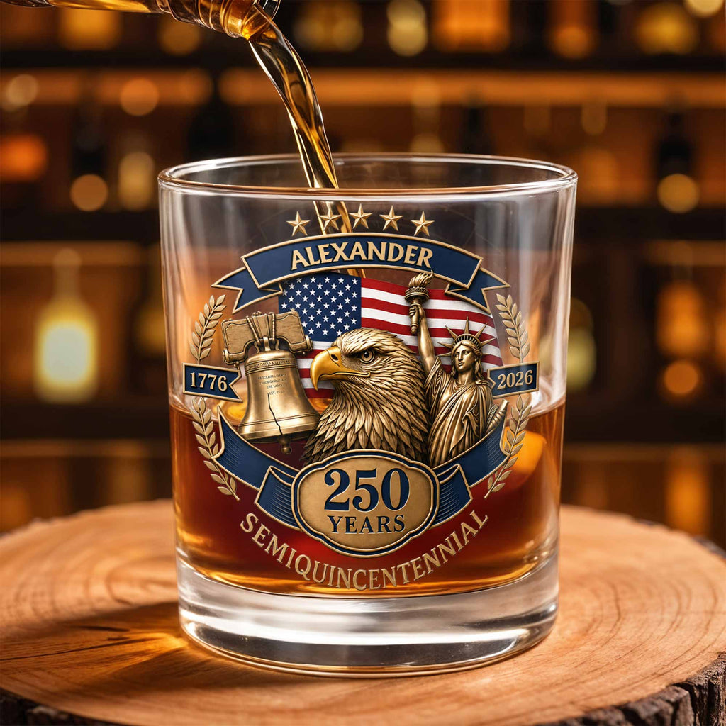 Personalized Custom Whiskey Glass Unique Gift for Dad 4th of July Whiskey Glass GradoCreations