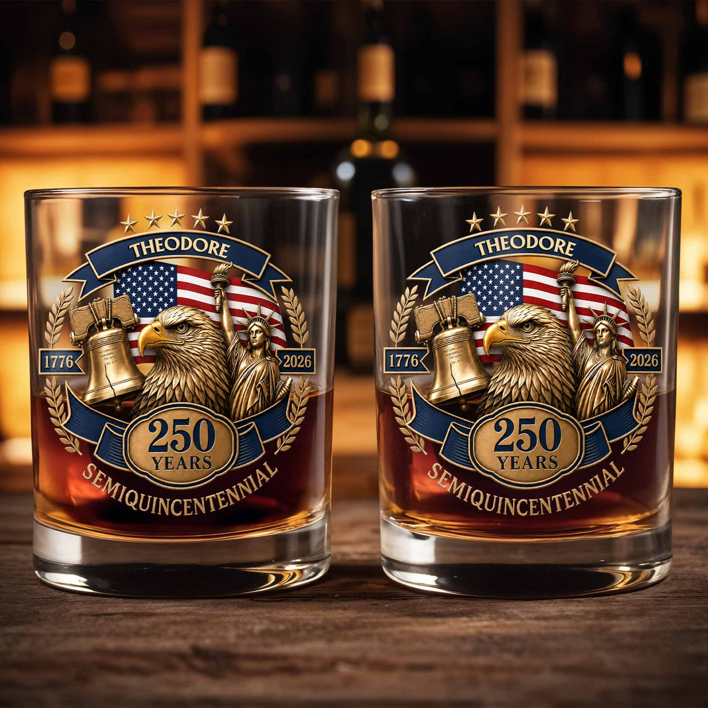 Personalized Custom Whiskey Glass Unique Gift for Dad 4th of July Whiskey Glass GradoCreations