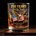 Personalized Custom Whiskey Glass with Eagle USA Flag Gift for Dad Whiskey Glass GradoCreations
