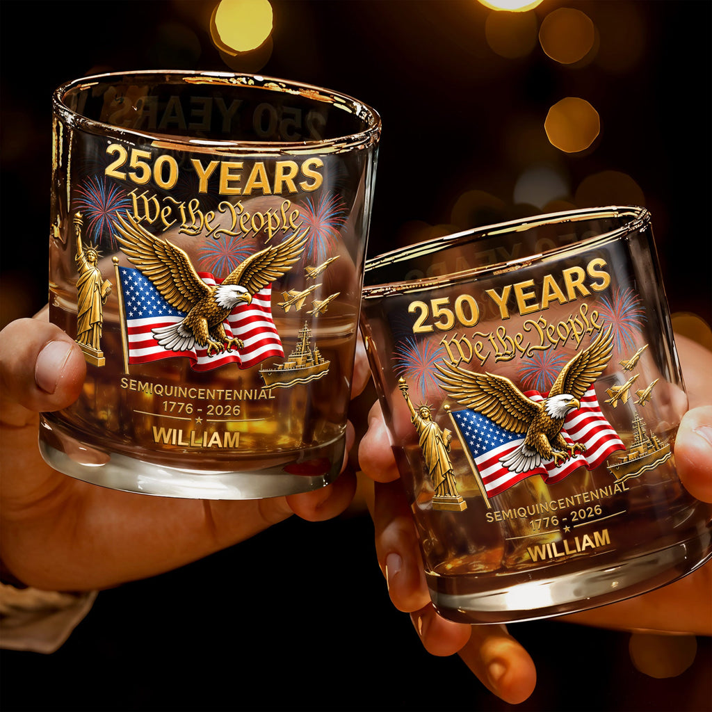 Personalized Custom Whiskey Glass with Eagle USA Flag Gift for Dad Whiskey Glass GradoCreations