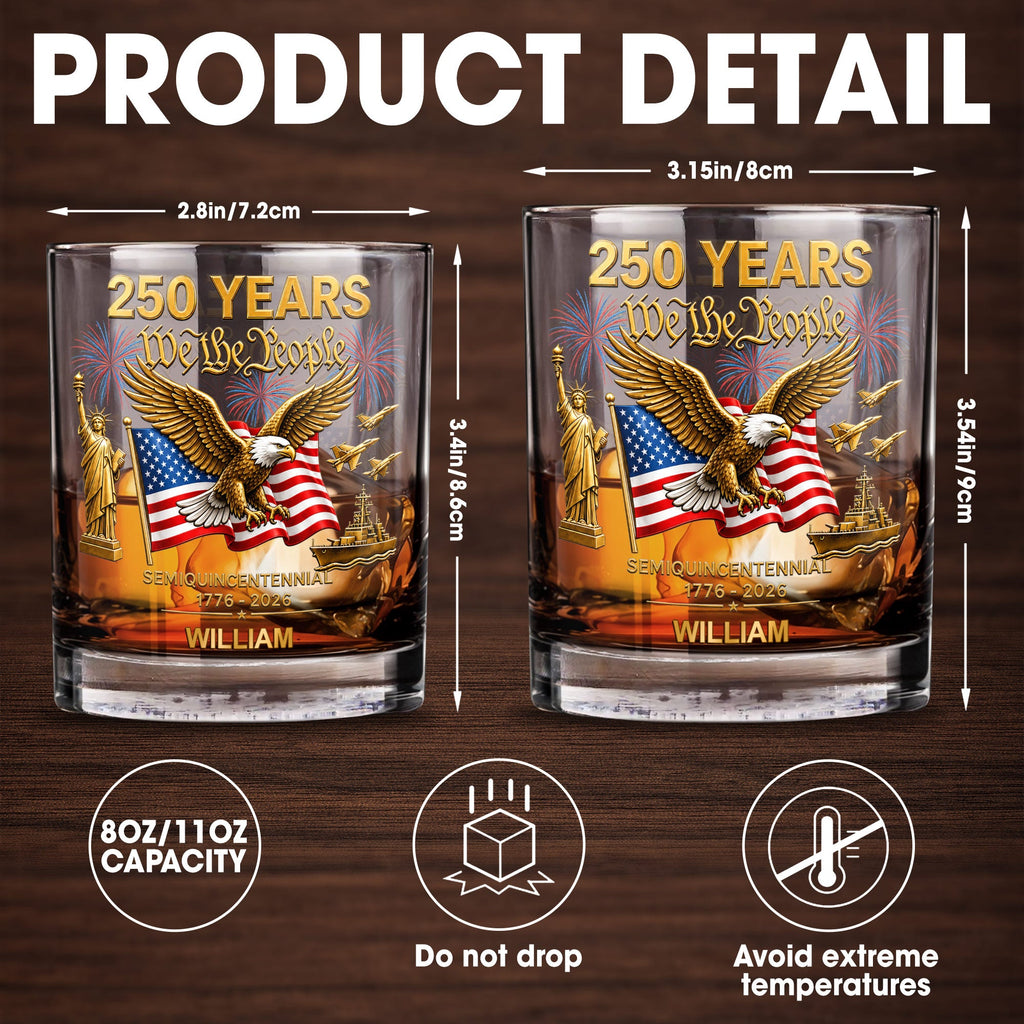 Personalized Custom Whiskey Glass with Eagle USA Flag Gift for Dad Whiskey Glass GradoCreations