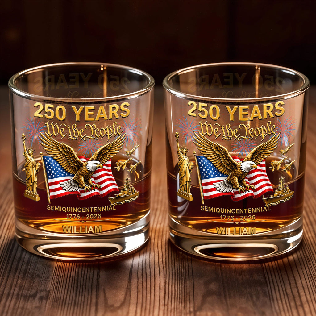 Personalized Custom Whiskey Glass with Eagle USA Flag Gift for Dad Whiskey Glass GradoCreations