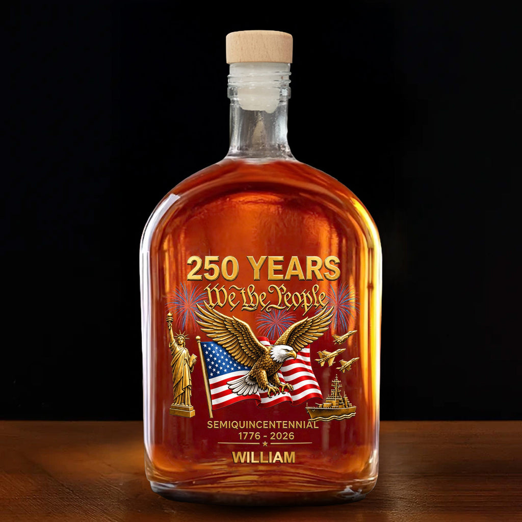 Personalized Whiskey Bottle with Eagle & USA Flag Gift for Dad Whiskey Bottle GradoCreations