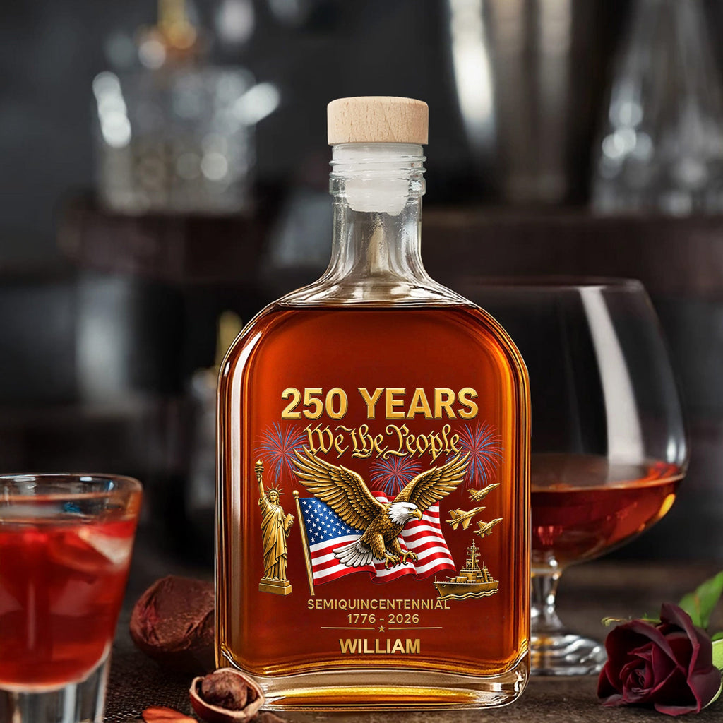 Personalized Whiskey Bottle with Eagle & USA Flag Gift for Dad Whiskey Bottle GradoCreations