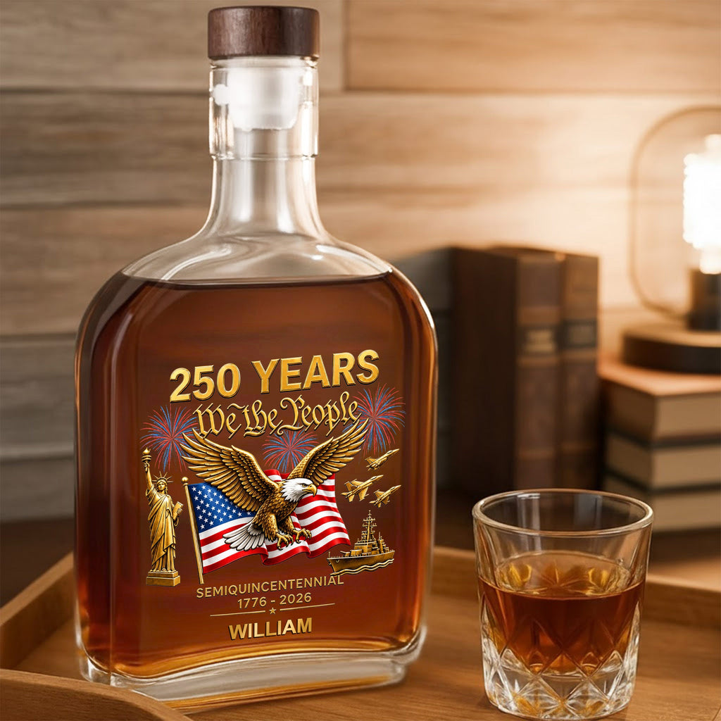 Personalized Whiskey Bottle with Eagle & USA Flag Gift for Dad Whiskey Bottle GradoCreations