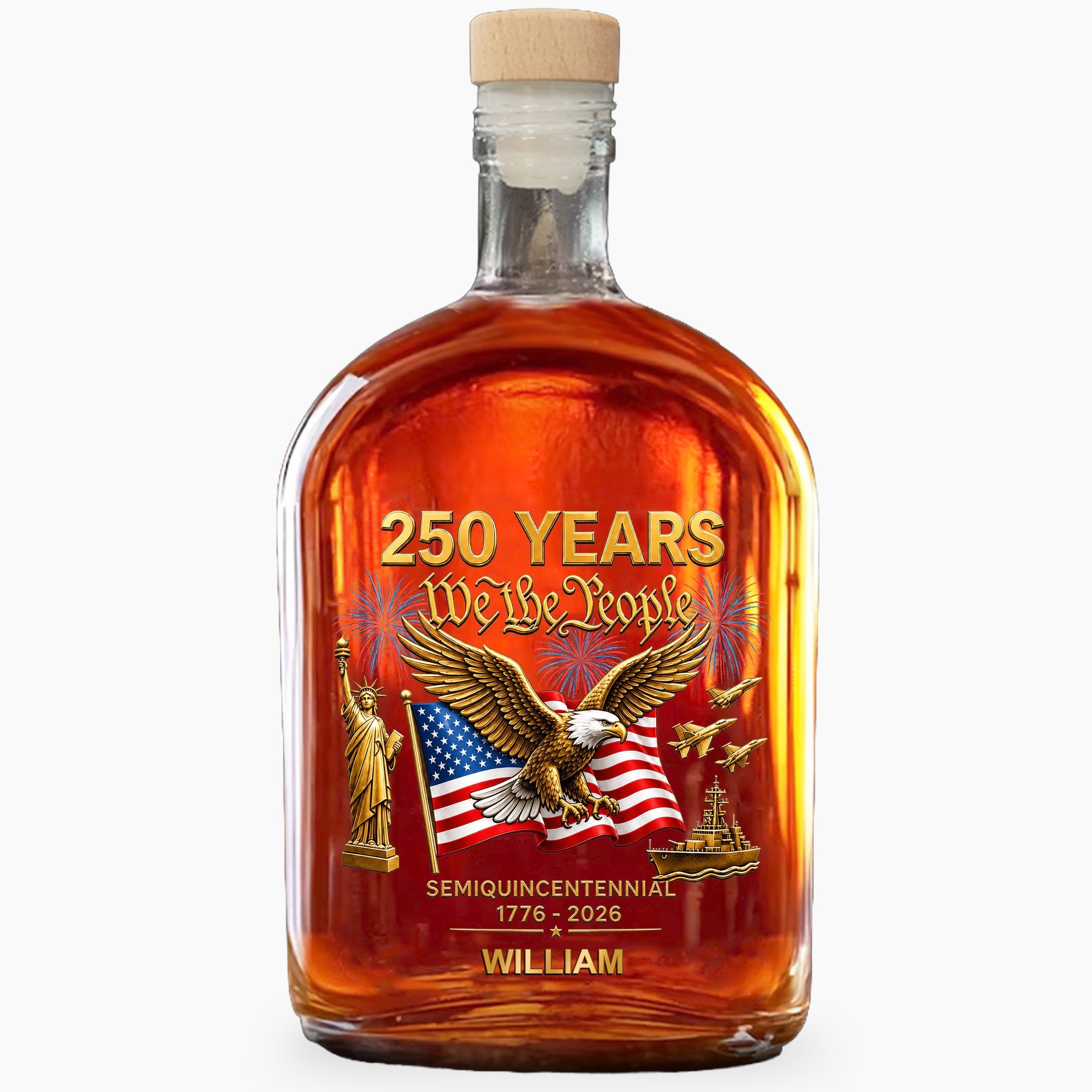 Personalized Whiskey Bottle with Eagle & USA Flag Gift for Dad Whiskey Bottle GradoCreations