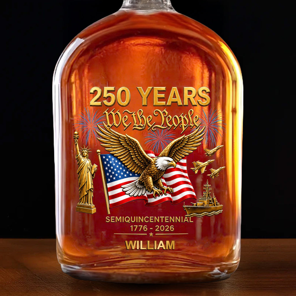 Personalized Whiskey Bottle with Eagle & USA Flag Gift for Dad Whiskey Bottle GradoCreations