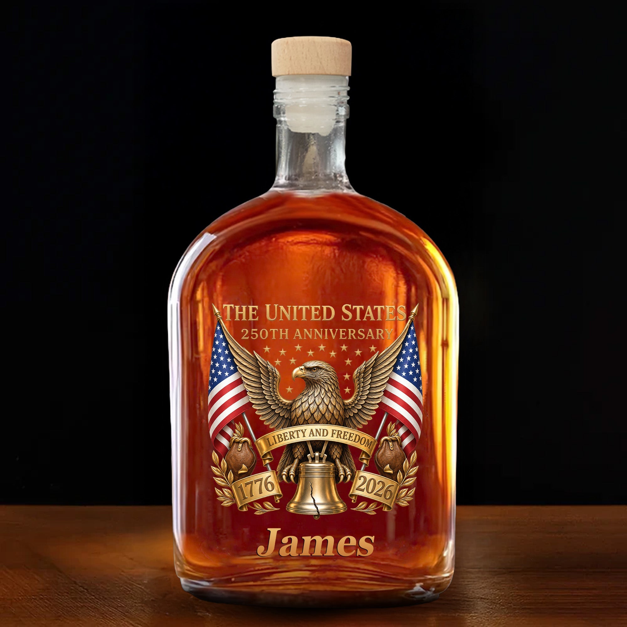 Personalized Whiskey Bottle Custom Name Gift for Dad 4th of July Whiskey Bottle GradoCreations