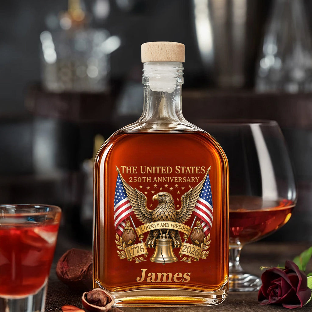 Personalized Whiskey Bottle Custom Name Gift for Dad 4th of July Whiskey Bottle GradoCreations
