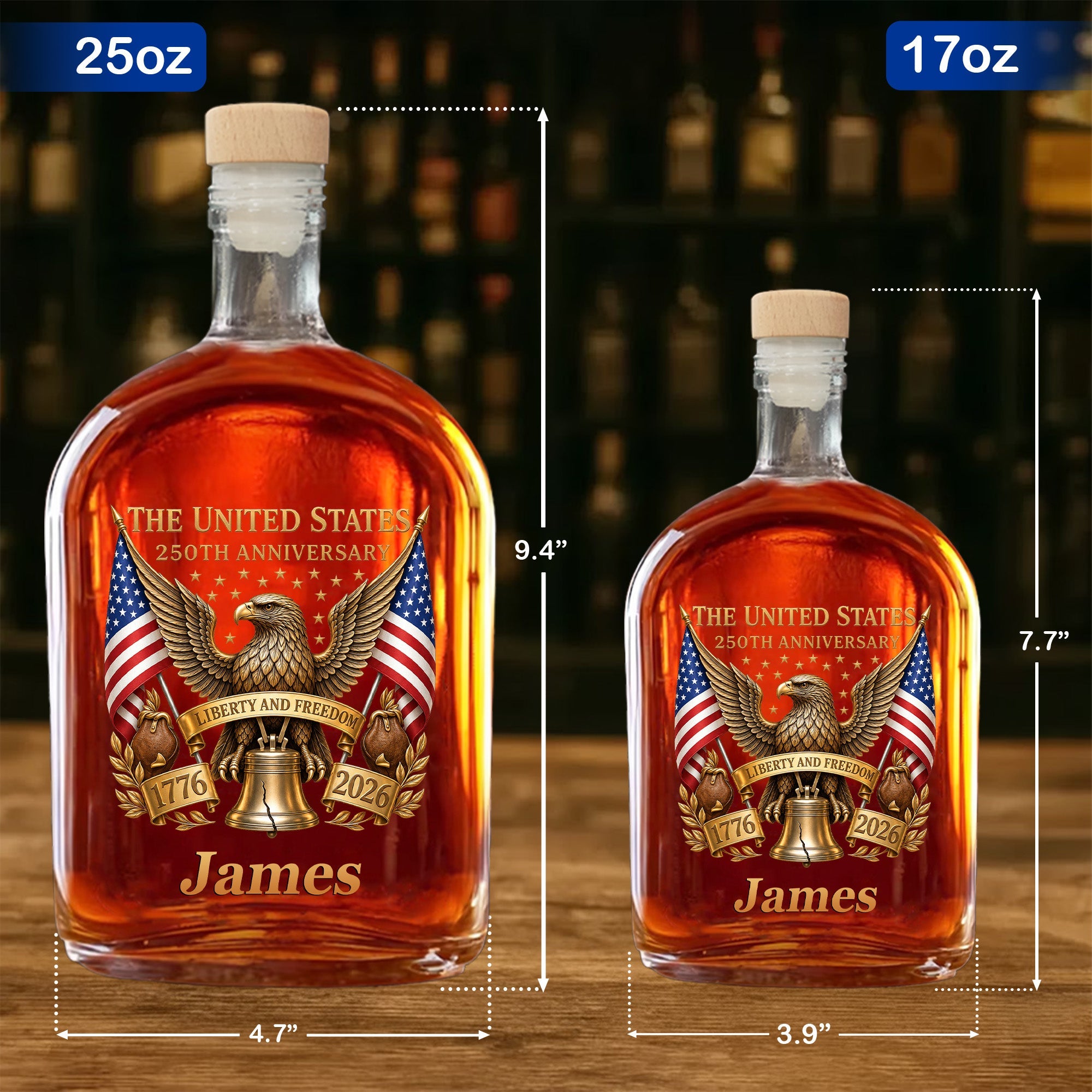 Personalized Whiskey Bottle Custom Name Gift for Dad 4th of July Whiskey Bottle GradoCreations