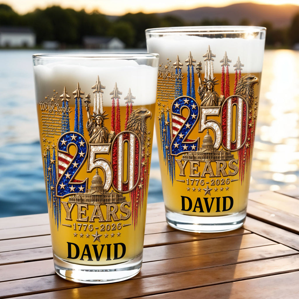 Personalized Beer Glass Custom Name Independence Day Gift Beer Glasses GradoCreations