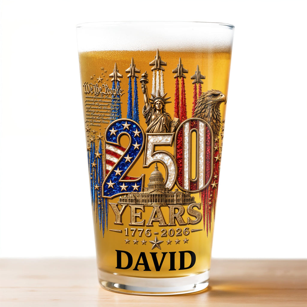 Personalized Beer Glass Custom Name Independence Day Gift Beer Glasses GradoCreations