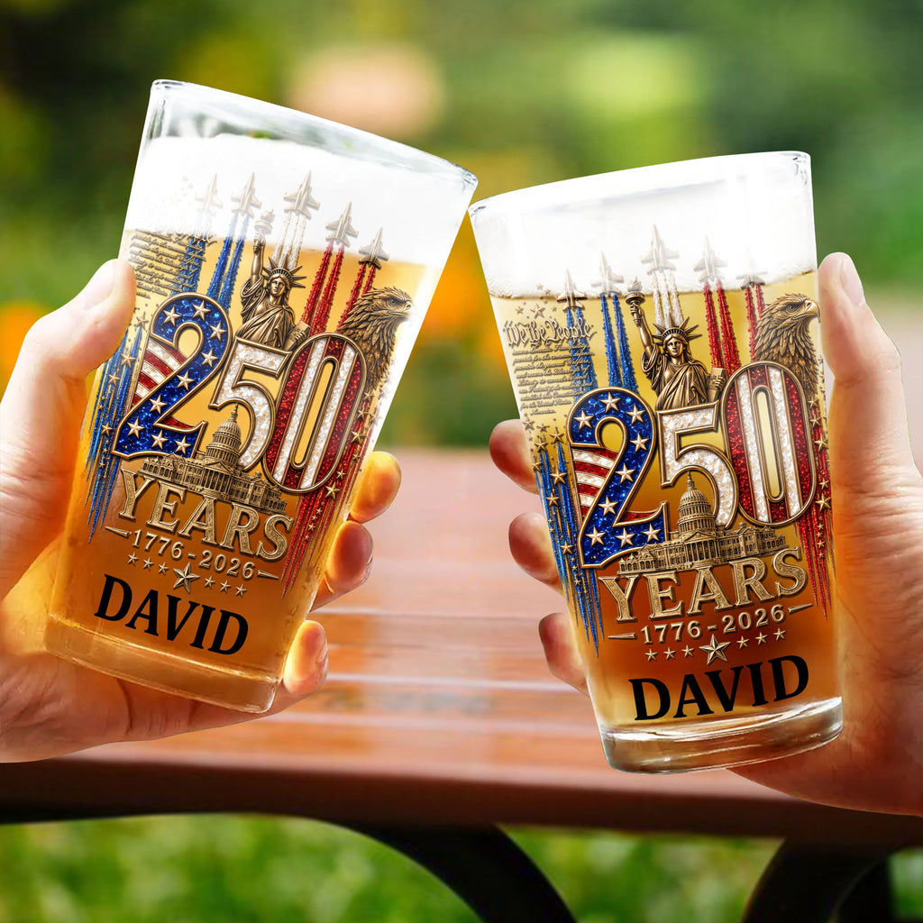 Personalized Beer Glass Custom Name Independence Day Gift Beer Glasses GradoCreations
