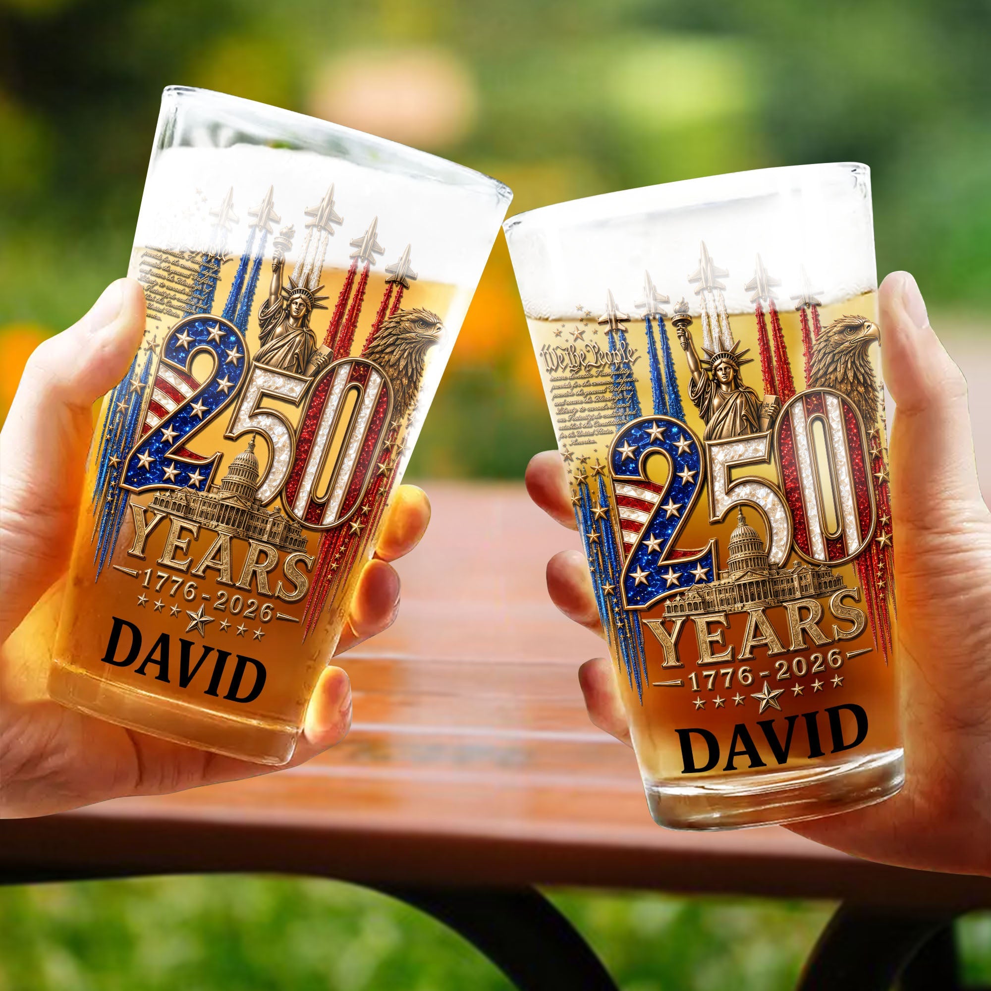 Personalized Beer Glass Custom Name Independence Day Gift Beer Glasses GradoCreations
