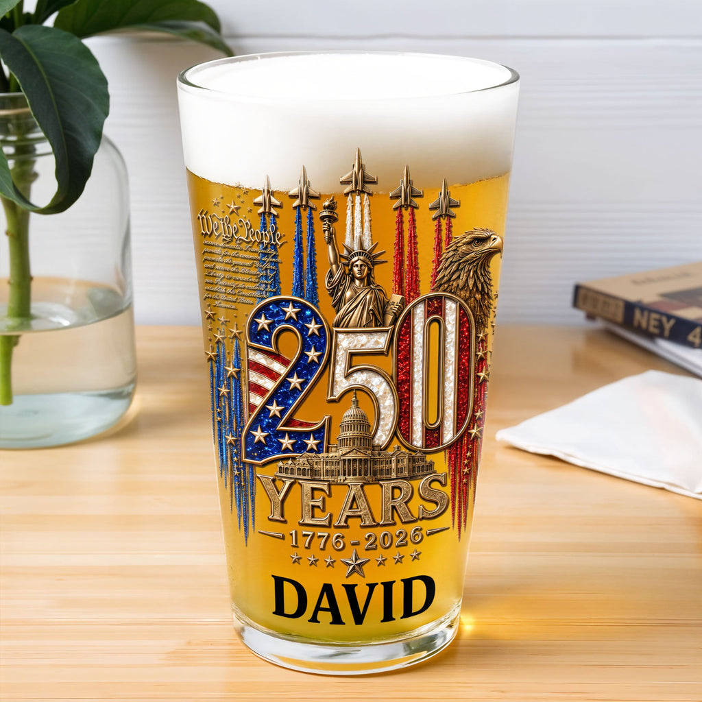 Personalized Beer Glass Custom Name Independence Day Gift Beer Glasses GradoCreations