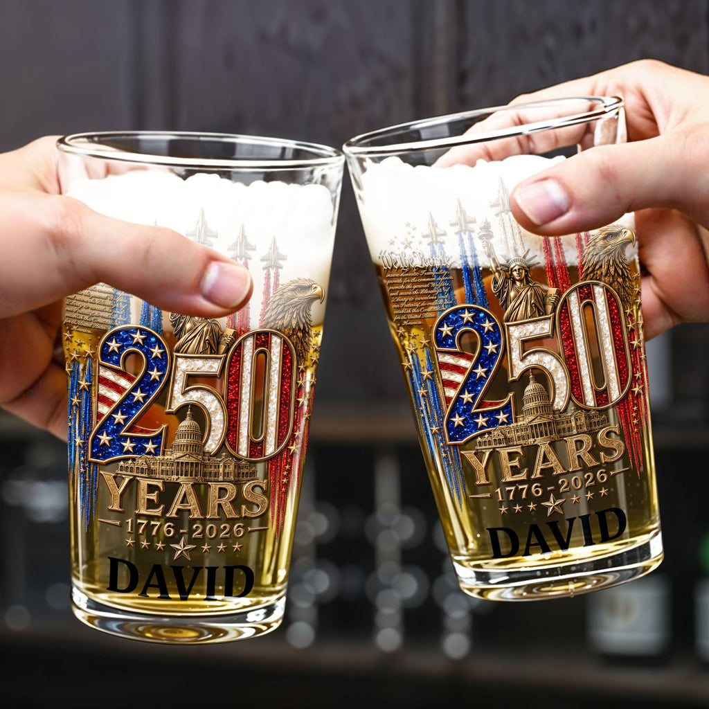 Personalized Beer Glass Custom Name Independence Day Gift Beer Glasses GradoCreations