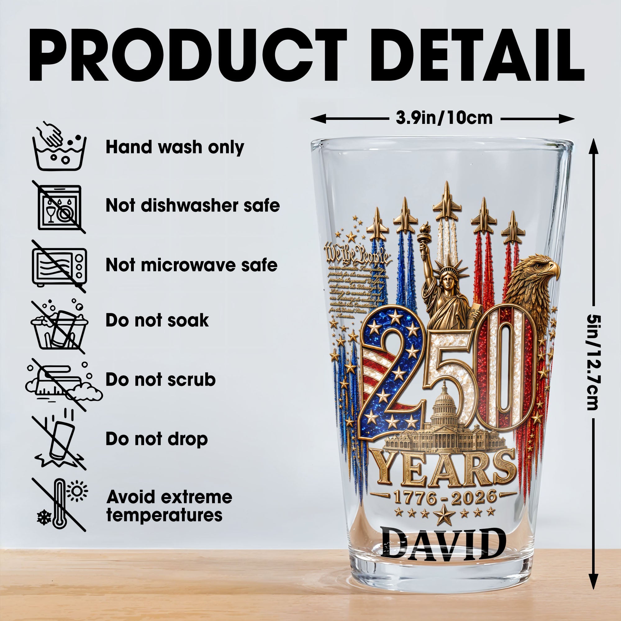 Personalized Beer Glass Custom Name Independence Day Gift Beer Glasses GradoCreations