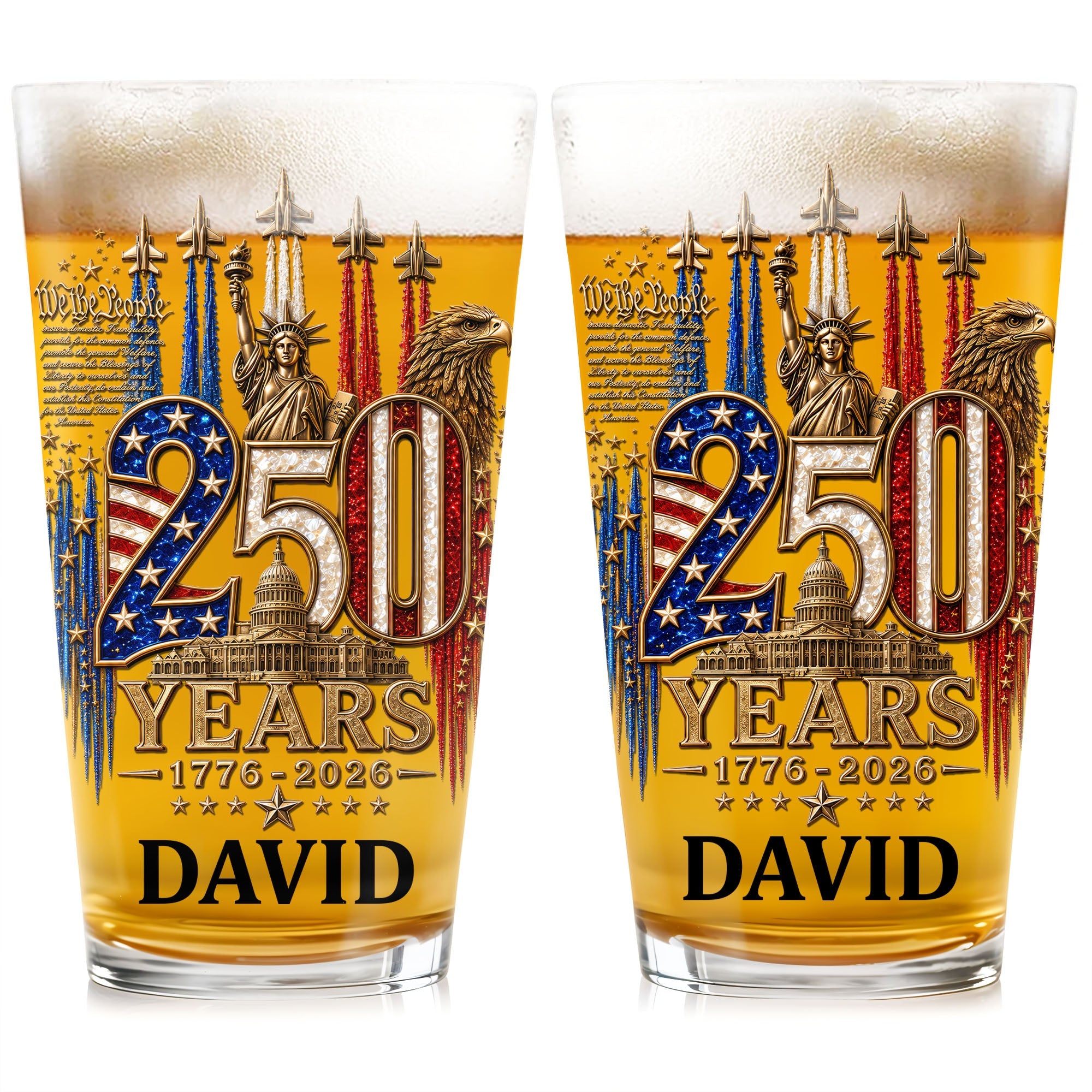 Personalized Beer Glass Custom Name Independence Day Gift Beer Glasses GradoCreations