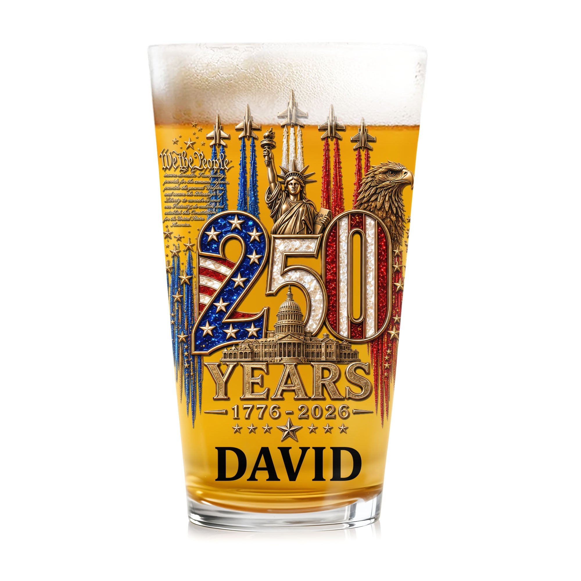 Personalized Beer Glass Custom Name Independence Day Gift Beer Glasses GradoCreations