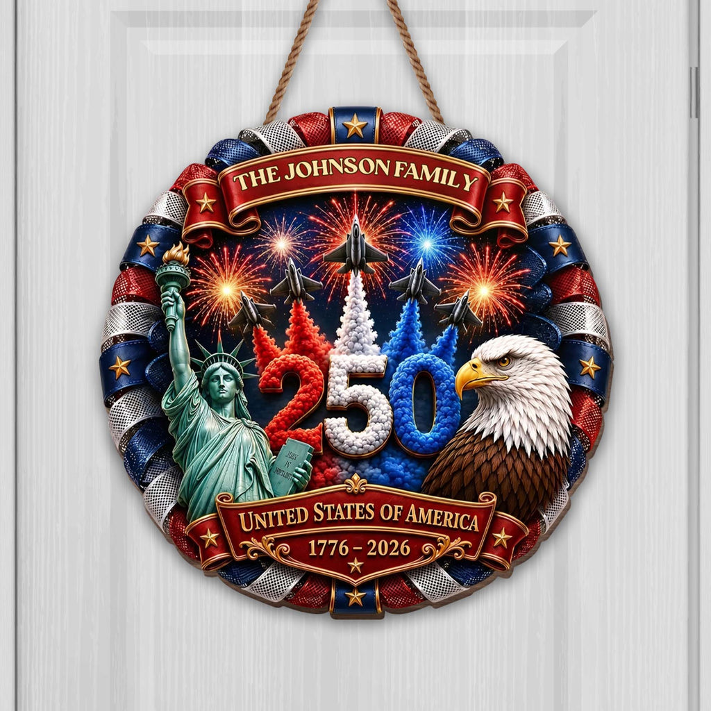 Personalized USA Statue of Liberty Wood Sign Custom Family Gift Wood Sign GradoCreations