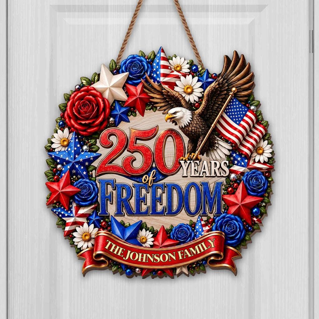 Personalized Patriotic Family Wood Sign Custom Name Gift for Dad Wood Sign GradoCreations