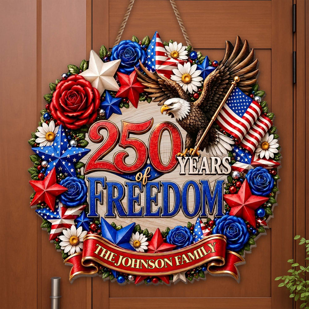 Personalized Patriotic Family Wood Sign Custom Name Gift for Dad Wood Sign GradoCreations