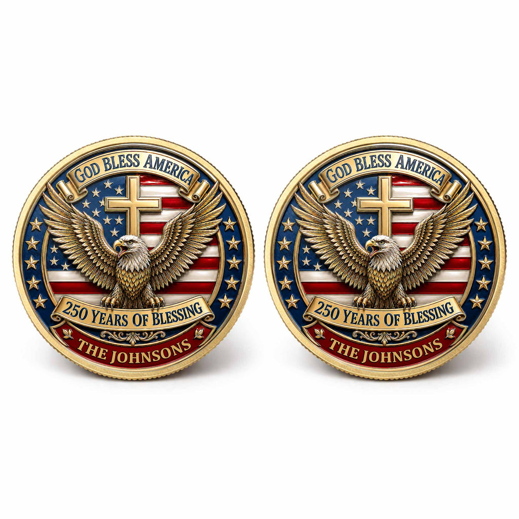 Custom Commemorative Coin God Bless America 250th Anniversary Gift for Dad Commemorative Coin GradoCreations