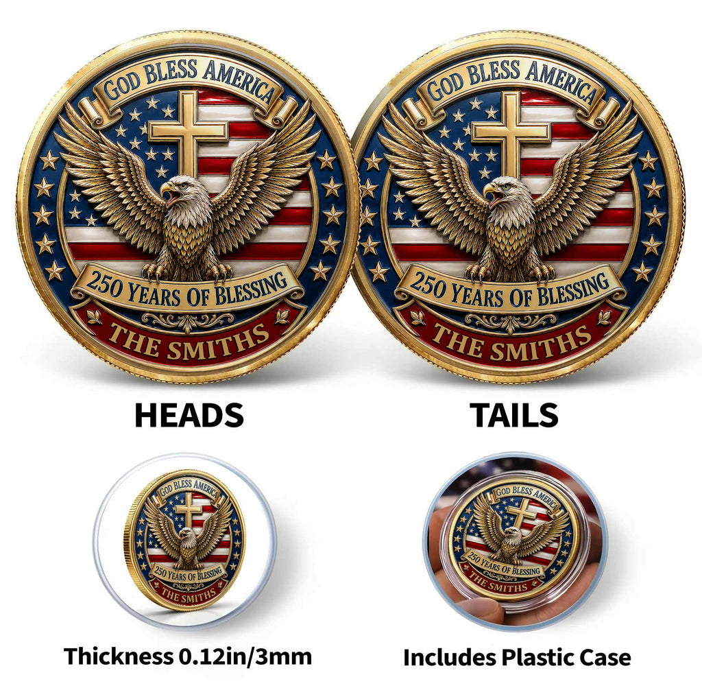 Custom Commemorative Coin God Bless America 250th Anniversary Gift for Dad Commemorative Coin GradoCreations