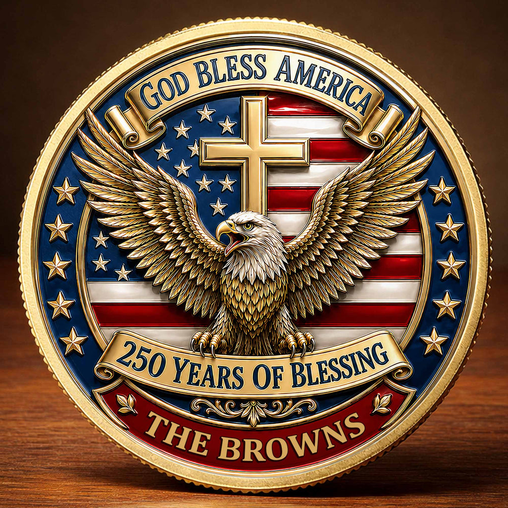 Custom Commemorative Coin God Bless America 250th Anniversary Gift for Dad Commemorative Coin GradoCreations