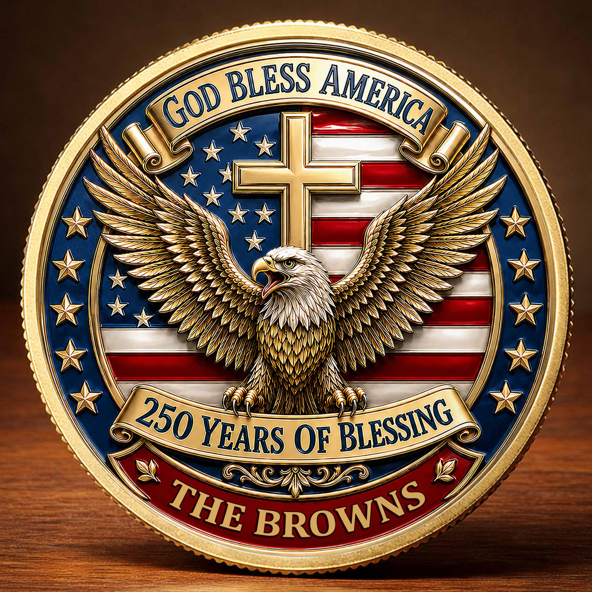 Custom Commemorative Coin God Bless America 250th Anniversary Gift for Dad Commemorative Coin GradoCreations